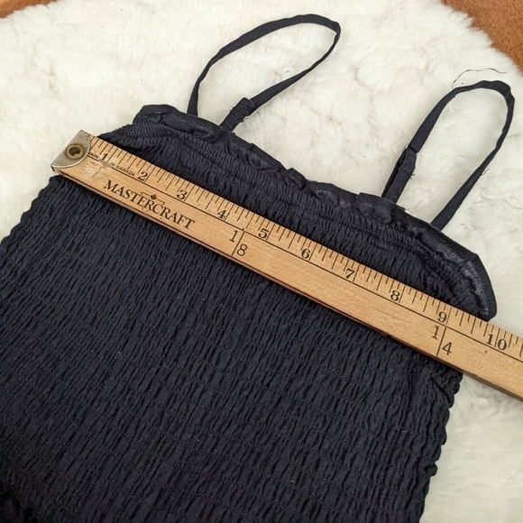 abercrombie & FITCH black linen blend smocked romper xxs - Picture 7 of 13